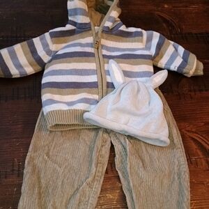 VTG H&M Striped Sweater Courdaroy Pant Set 6-9 Months Gymboree Hat Y2K Cotton